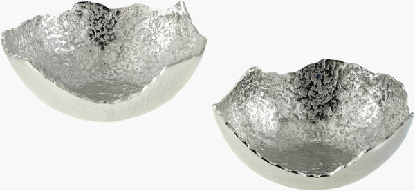 Surya Anhui Decorative Bowl – Elegant Aluminum Accent, Durable Design For Home Décor & Easy Maintenance Metallic ,Silver Aluminum Ahu003-set