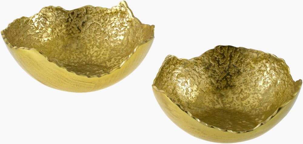 Surya Anhui Decorative Bowl – Elegant Aluminum Accent, Durable Design For Home Décor & Easy Maintenance Metallic ,Brass Aluminum Ahu002-set