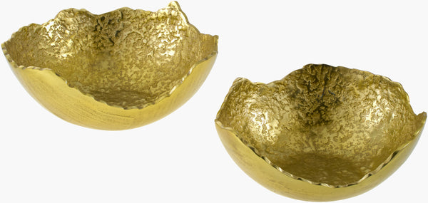 Surya Anhui Decorative Bowl – Elegant Aluminum Accent, Durable Design For Home Décor & Easy Maintenance Metallic ,Brass Aluminum Ahu004-set