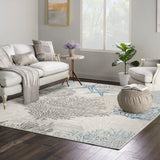 Nourison Pompeii PMP04 Machine Made Power-loomed Borderless Design Indoor Only Coastal, Nautical & Beach  Rug Ivory Grey Blue, Ivory Grey Blue 70% Polypropylene,30% Polyester 99446951335