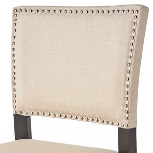 English Elm Christopher Knight Home® - Barstools Beige set of 2 with Rivet Accent, Upholstered Fabric Cushion, Durable Wood Frame, Versatile 56695.00