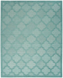 Nourison Easy Care NES01 Machine Made Flat Weave Solid Border Indoor/Outdoor Modern Outdoor Rug Aqua Teal, Aqua Teal 84% Polypropylene,16% Polyester 99446041821