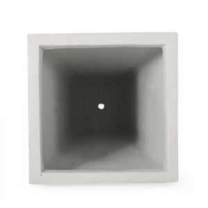 English Elm 13" Mgo Cast Stone Tapered Square Planter Architectural Matte Black Patio Accent Matte White 69574.00WHI