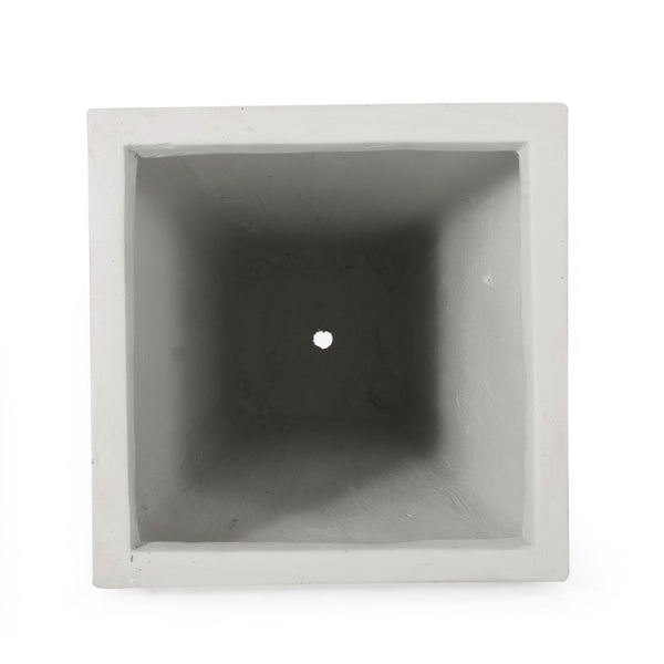 English Elm 13" Mgo Cast Stone Tapered Square Planter Architectural Matte Black Patio Accent Matte White 69574.00WHI