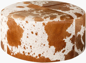 Livabliss Abilene Square Hair on Hide Ottoman Natural Cowhide Lodge Style Living Room Accent AIB-001