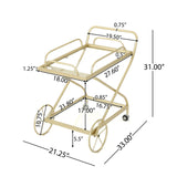 Christopher Knight Home® - Noble House - Perley Indoor Traditional Iron and Glass Bar Cart, Gold