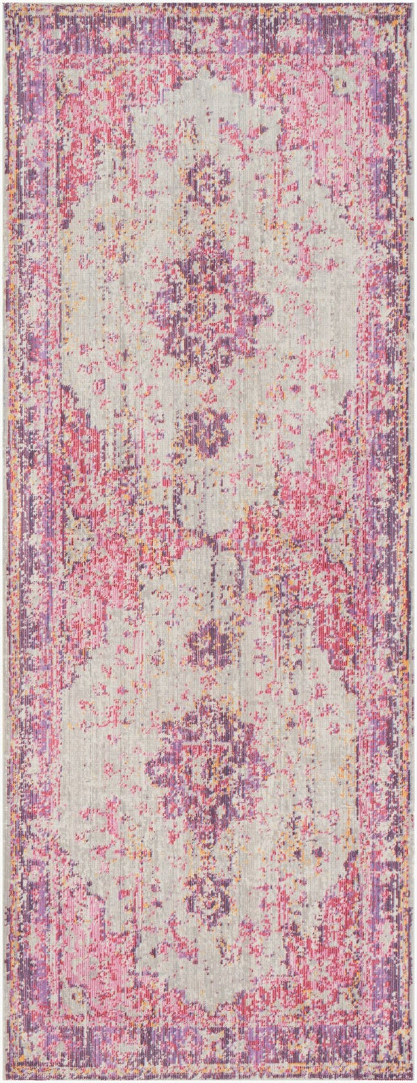 Livabliss Antioch Geometric Low Pile Polyester Rug for Entryways Hallways and High Traffic Zones Red, Light Gray 2'11" x 7'10" AIC2305-3710