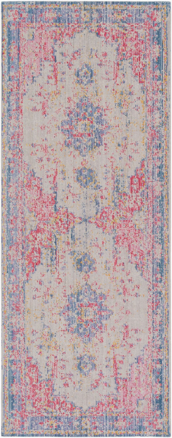 Livabliss Antioch Traditional Low Pile Polyester Accent Rug Woven in Turkey for Entryways Purple, Red 3'2" x 8'2" AIC2306-3382