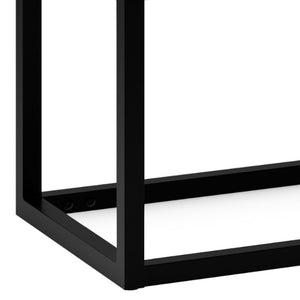 English Elm Reynolds Small Bench - Distressed Saddle Brown Vegan Leather With Matte Black Metal Frame For Versatility B136P159253-GIGA