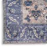 Nourison Brilliance Machine Washable WSB03 Machine Made Power-loomed Ornamental Border Indoor Only Vintage Bohemian Rug Teal Blue, Teal Blue 100% Polyester 99446914309