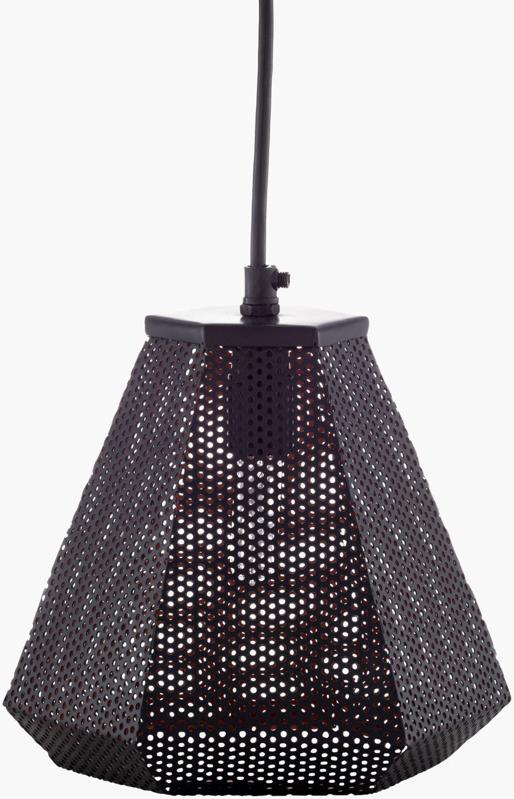 Surya Adelaide 8"L X 7"W Modern Metal Pendant Light - Handcrafted Elegance For Your Home Decor Space Fixture, Black,Base, Black,Cord, Black Iron Aie-005