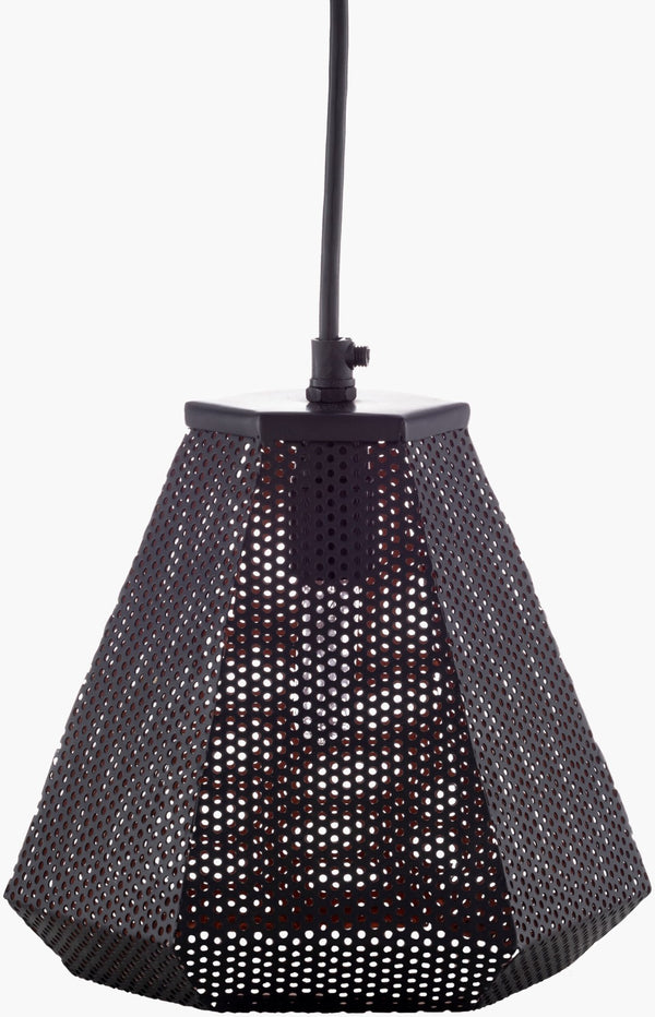 Surya Adelaide 8"L X 7"W Modern Metal Pendant Light - Handcrafted Elegance For Your Home Decor Space Fixture, Black,Base, Black,Cord, Black Iron Aie-005