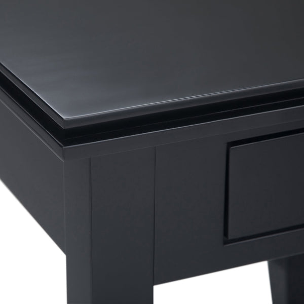 English Elm Artisan Handcrafted End Table In Timeless Black - Solid Wood, Functional Storage & Elegant Design B136P158691