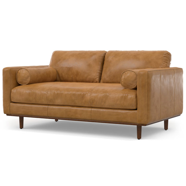 English Elm Morrison 72" Mid-Century Modern Loveseat - Sienna Leather, Cozy & Durable For Stylish Living Spaces B136P159629