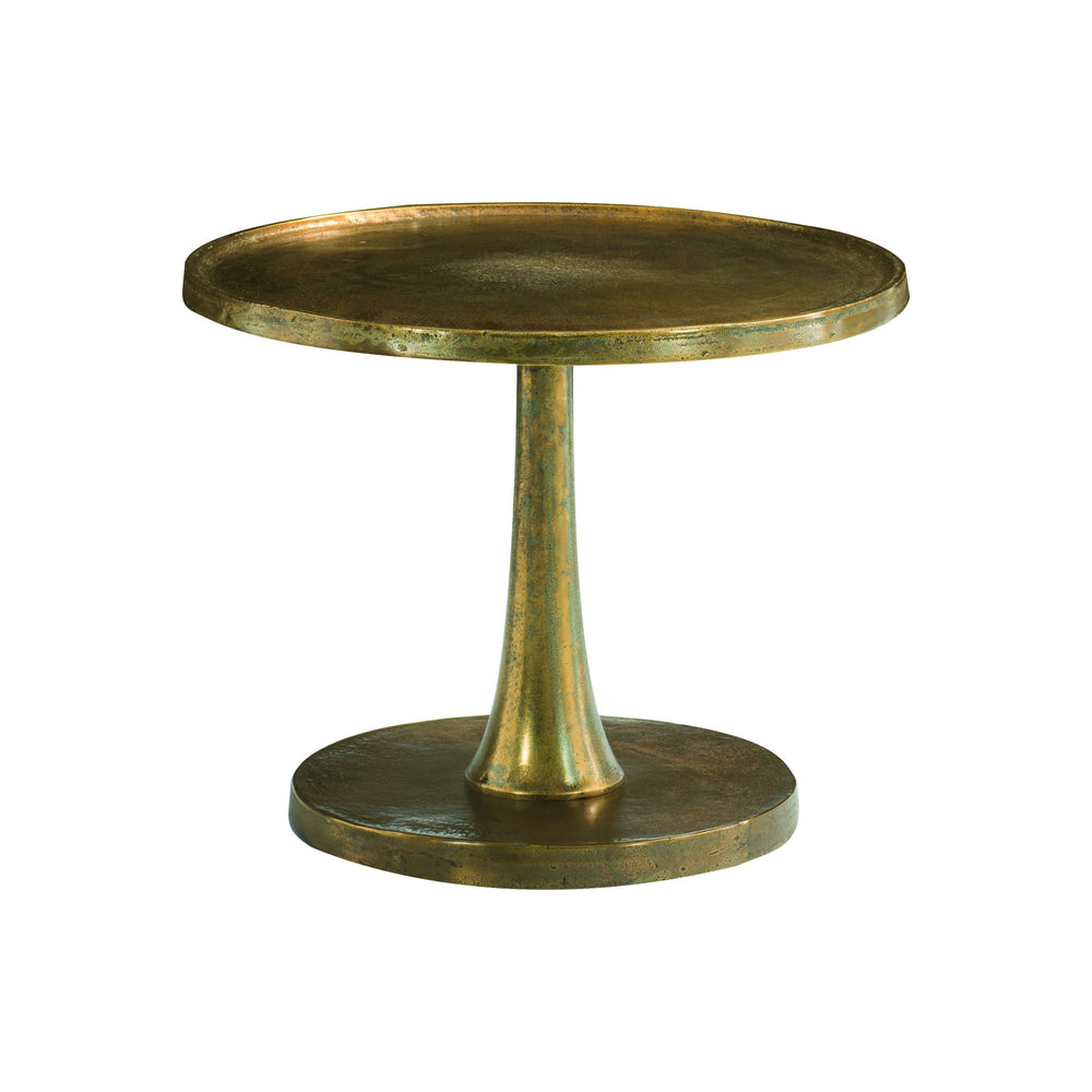 Bernhardt Bernhardt Vintage Brass Round Chairside Table – Cast Aluminum Tulip Pedestal, Compact Elegance 438125