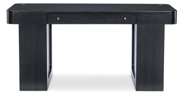 Hooker Furniture Kenzo Sit to Stand Home Office Desk with Grass Cloth Accents and Wood Grain Finish 6104-10458-99