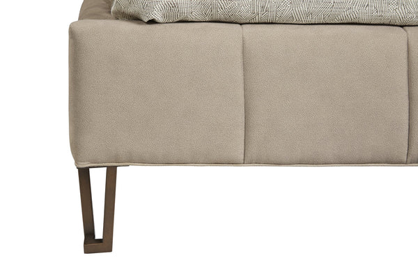 A.R.T. Furniture Tamarac Queen Upholstered Bed - Modern Elegance In Dusky Brindle With Stylish Metal Hairpin Legs Beige, Beige Material, Parawood Solids And Oak Veneer 267125-2352