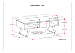 English Elm Lowry Coffee Table - Handcrafted Distressed Charcoal Brown With Modern Industrial Design & Storage B136P158845