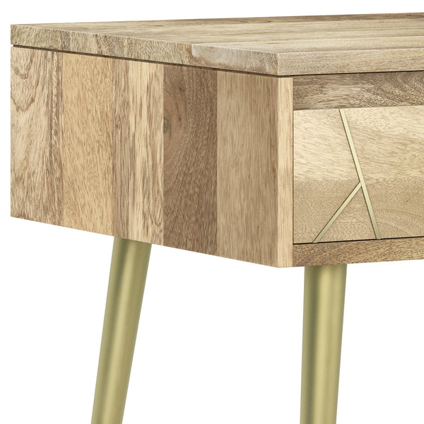 English Elm Jager Side Table – Handcrafted Mid-Century Accent With Natural Wood & Brass Details For Modern Spaces B136P158749