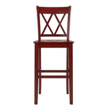 Homelegance By Top-Line Juliette X-Back Bar Height Chairs (Set of 2) Red Rubberwood