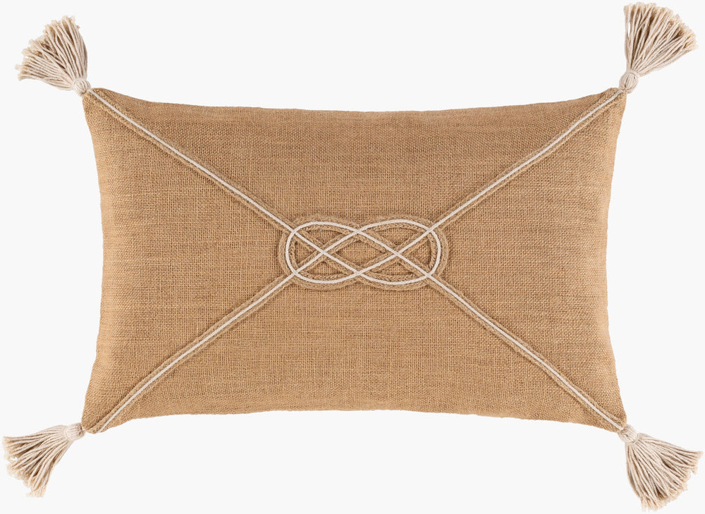 Surya Marion Coastal Charm 14"L X 22"W Jute Lumbar Pillow - Rustic, Easy-care Home Decor Accent Brown Jute,Jute Aio002-2214