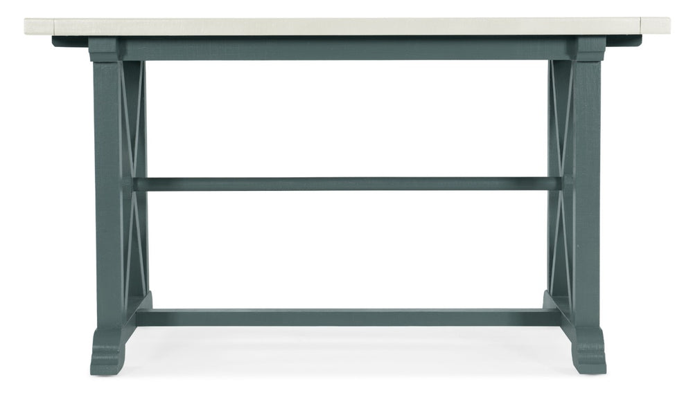 Hooker Furniture Serenity Friendship Table With Sandblasted Oak Top & Seaspray X-Base, Counter-Height W/ 2 Leaves (88") 6350-75206-46