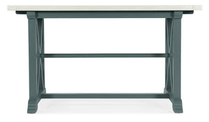 Hooker Furniture Serenity Friendship Table With Sandblasted Oak Top & Seaspray X-Base, Counter-Height W/ 2 Leaves (88") 6350-75206-46