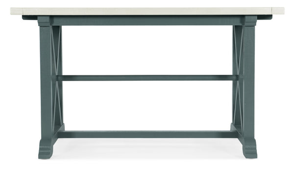 Hooker Furniture Serenity Friendship Table With Sandblasted Oak Top & Seaspray X-Base, Counter-Height W/ 2 Leaves (88") 6350-75206-46