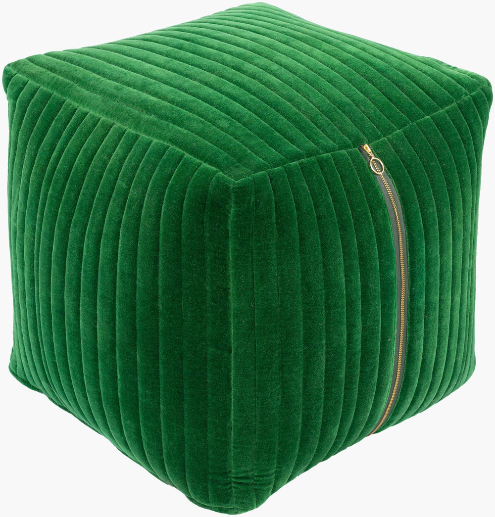 Surya Arianna Velvet Pouf - Stylish 16" Square Decorative Cushion For Modern Home Decor & Comfort Grass Green Cotton,Cotton,Polybeads Aipf002-161616