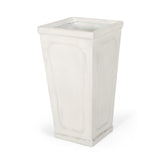 Christopher Knight Home® - Noble House - Burgos Outdoor Large Cast Stone Tapered Planter, Antique White