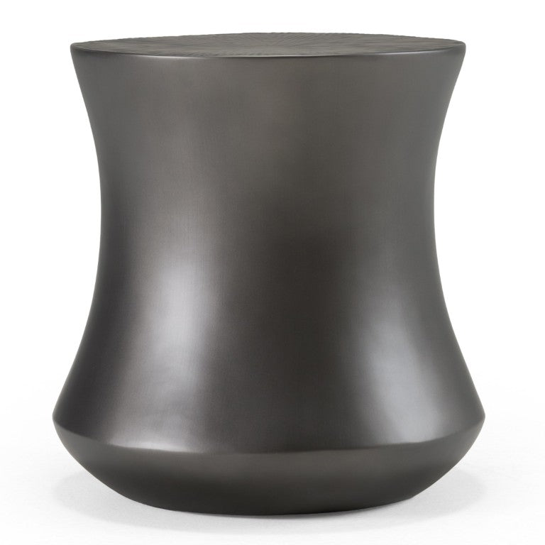 VIG Furniture Airdrie Modern Antique Grey End Table — Compact Round Fiberglass Accent Table, Vintage Texture, No Assembly VGVC-CT2169-3