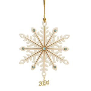 Lenox 2024 Gemmed Snowflake Ornament Ivory, NO COLOR PORCELAIN 895756