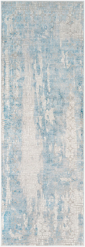 Livabliss Aisha Machine Woven Viscose Polyester Area Rug Mid-century Modern Living Room Accent Light Blue, Gra 2'7" x 7'7" AIS2301-2777
