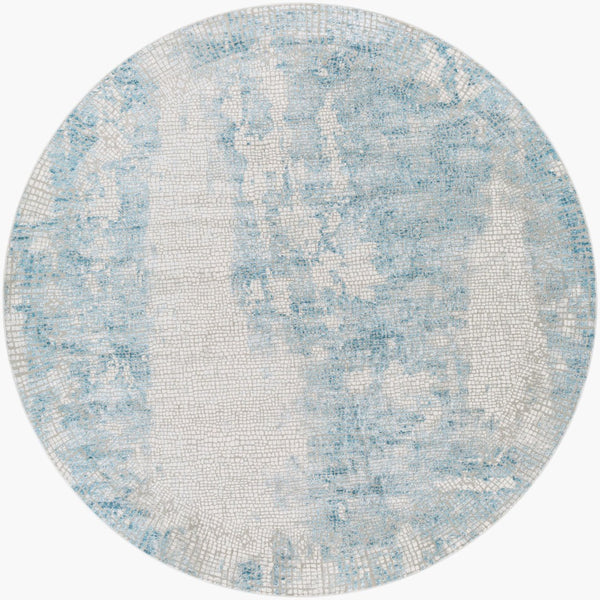 Livabliss Aisha Machine Woven Viscose Polyester Area Rug Mid-century Modern Living Room Accent Light Blue, Gra 5'3" x 5'3" AIS2301-53RD
