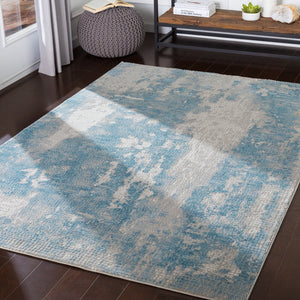 Livabliss Aisha Machine Woven Viscose Polyester Area Rug Mid-century Modern Living Room Accent Light Blue, Gra 5'3" x 5'3" AIS2301-53RD