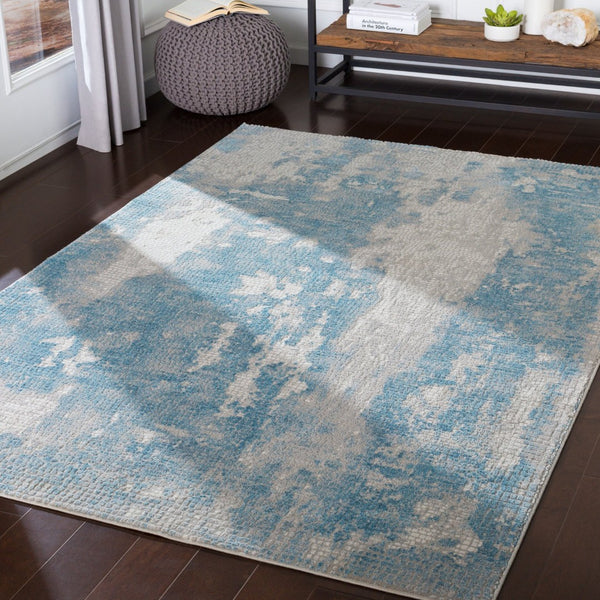 Livabliss Aisha Machine Woven Viscose Polyester Area Rug Mid-century Modern Living Room Accent Light Blue, Gra 5'3" x 5'3" AIS2301-53RD