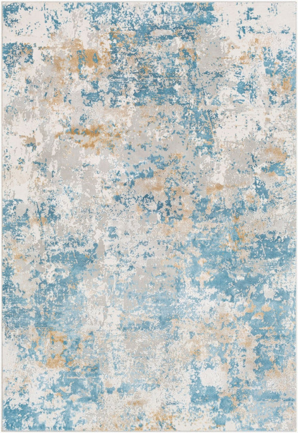 Livabliss Aisha Geometric Mid-century Modern Area Rug Polyester Viscose Blend Living Room Accent Light Blue, Mus 5'3" x 7'3" AIS2302-5373