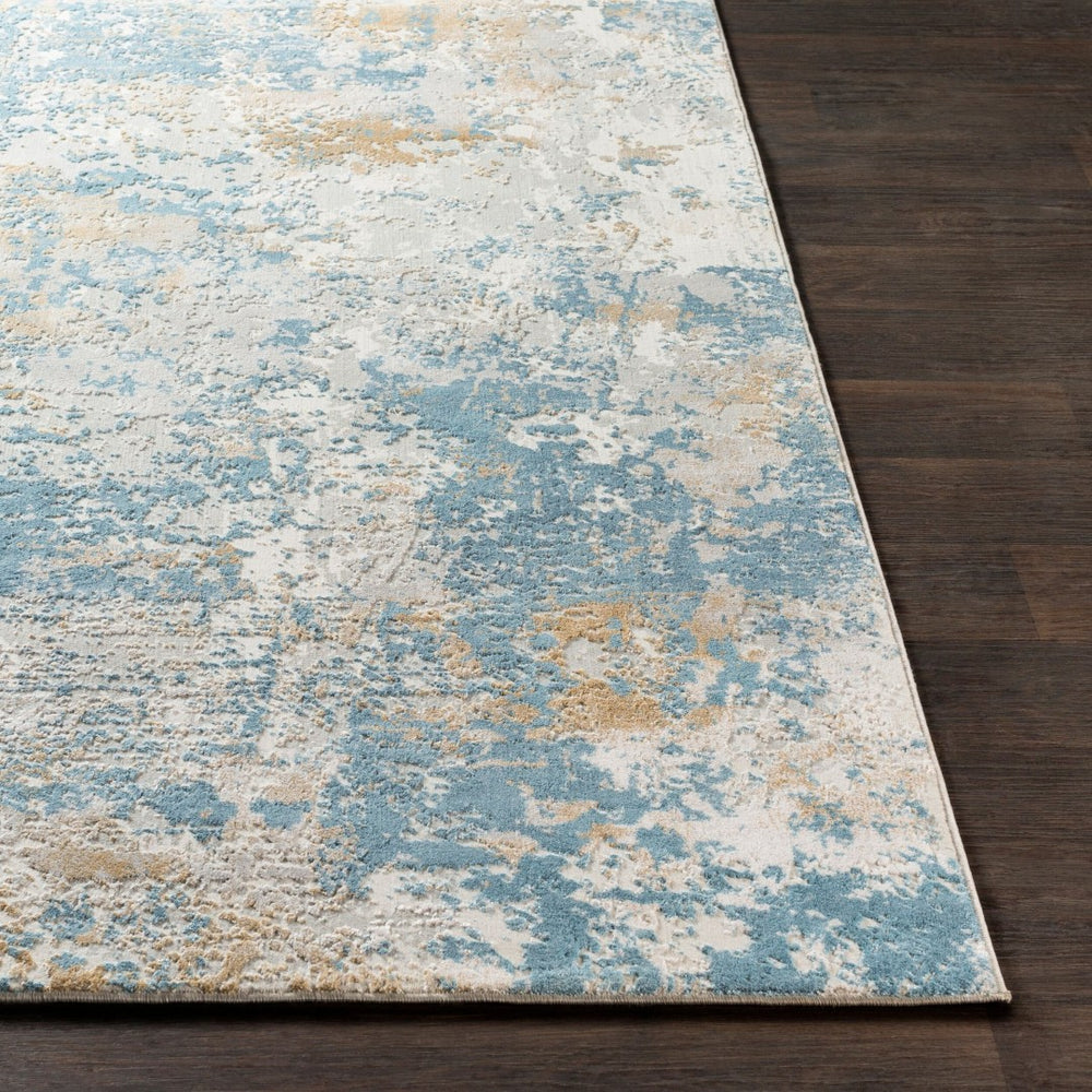 Livabliss Aisha Geometric Mid-century Modern Area Rug Polyester Viscose Blend Living Room Accent Light Blue, Mus 6'7" x 6'7" AIS2302-67RD
