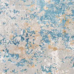 Livabliss Aisha Geometric Mid-century Modern Area Rug Polyester Viscose Blend Living Room Accent Light Blue, Mus 5'3" x 7'3" AIS2302-5373