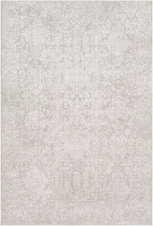 Livabliss Aisha Traditional Pattern Area Rug Polyester Viscose Blend Soft Plush Living Room Floor Light Gray, Whi 12' x 15' AIS2306-1215