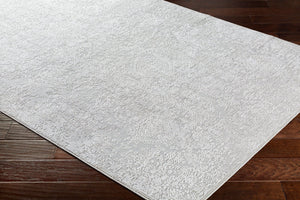 Livabliss Aisha Traditional Pattern Area Rug Polyester Viscose Blend Soft Plush Living Room Floor Light Gray, Whi 7'10" x 7'10" AIS2306-710RD
