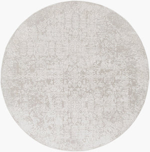 Livabliss Aisha Traditional Pattern Area Rug Polyester Viscose Blend Soft Plush Living Room Floor Light Gray, Whi 7'10" x 7'10" AIS2306-710RD