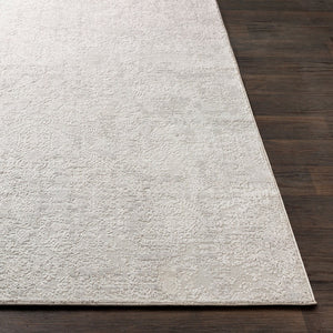 Livabliss Aisha Traditional Pattern Area Rug Polyester Viscose Blend Soft Plush Living Room Floor Light Gray, Whi 7'10" x 7'10" AIS2306-710RD