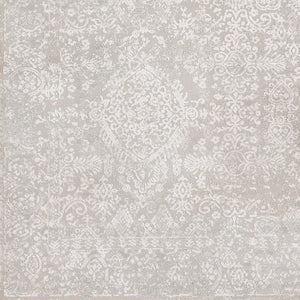 Livabliss Aisha Traditional Pattern Area Rug Polyester Viscose Blend Soft Plush Living Room Floor Light Gray, Whi 7'10" x 7'10" AIS2306-710RD