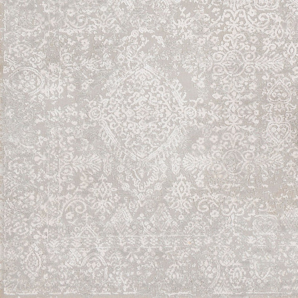 Livabliss Aisha Traditional Pattern Area Rug Polyester Viscose Blend Soft Plush Living Room Floor Light Gray, Whi 7'10" x 7'10" AIS2306-710RD