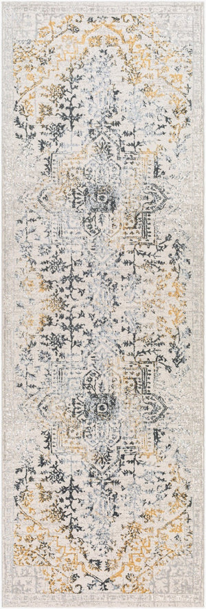 Livabliss Aisha Medallion Area Rug Viscose Polyester Blend with Soft Sheen for Living Rooms Charcoal, Gray 2'7" x 7'7" AIS2308-2777
