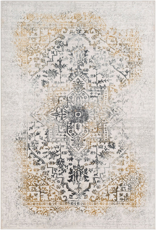 Livabliss Aisha Medallion Area Rug Viscose Polyester Blend with Soft Sheen for Living Rooms Charcoal, Gray 10' x 14' AIS2308-1014