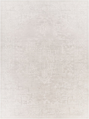Livabliss Aisha Traditional Medallion Area Rug with Viscose Sheen for Formal Living Spaces Gray, White 7'10" x 10'2" AIS2309-710103