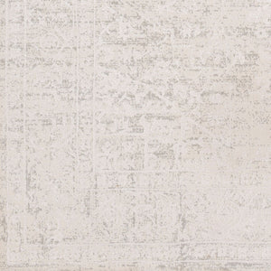Livabliss Aisha Traditional Medallion Area Rug with Viscose Sheen for Formal Living Spaces Gray, White 6'7" x 9'6" AIS2309-6796