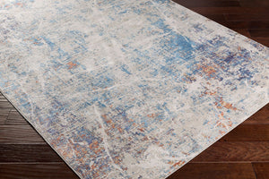 Livabliss Aisha Turkish Machine Woven Polyester Viscose Accent Rug Soft Neutral Entryway Blue, White 2'7" x 4'11" AIS2311-275
